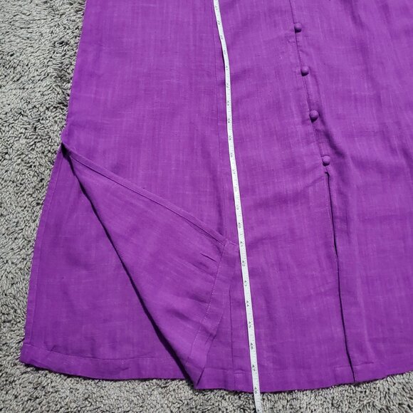 NWT J.Jill Dress Women’s Purple Linen Blend Button Front Midi Shift Dress - M - Picture 5 of 7